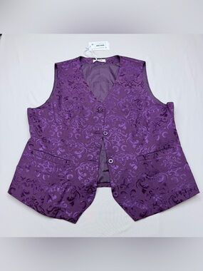 Grace Karin Purple Jacquard Vest with Ornate Pattern